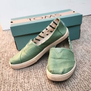 Toms Alpargata Cupsole Vintage Green Green HeritageCanvas Flats with Rubber Sole